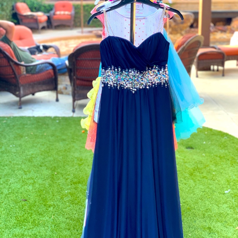 Navy, Floor Length Gown, Size 3